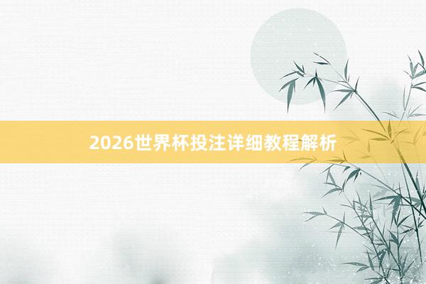 2026世界杯投注详细教程解析