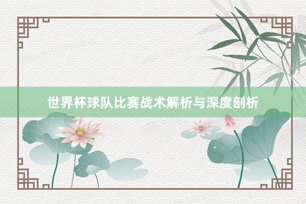 世界杯球队比赛战术解析与深度剖析